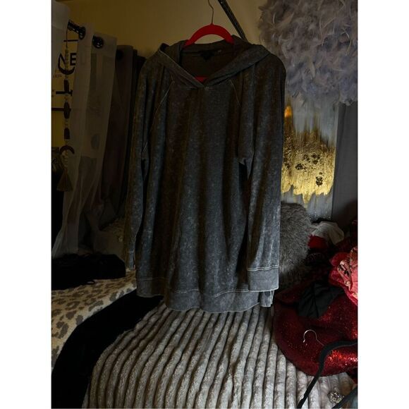 Lt Weight French Terry Button Side Tunic Hoodie sz2 plus - Picture 6 of 6